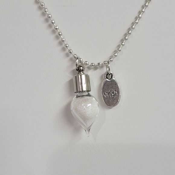 PIXIE WISH NECKLACE twist off tear drop glass bottle WITH wish charm ✨️Handmade - Picture 9 of 11